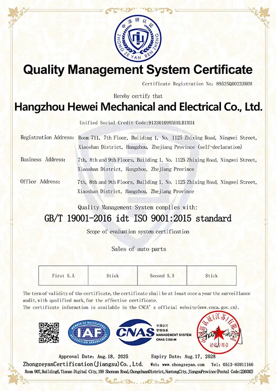 Quality Management System Certificate